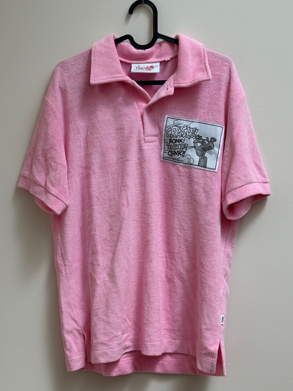 Pink Terry Cloth Polo with Cartoon Patch